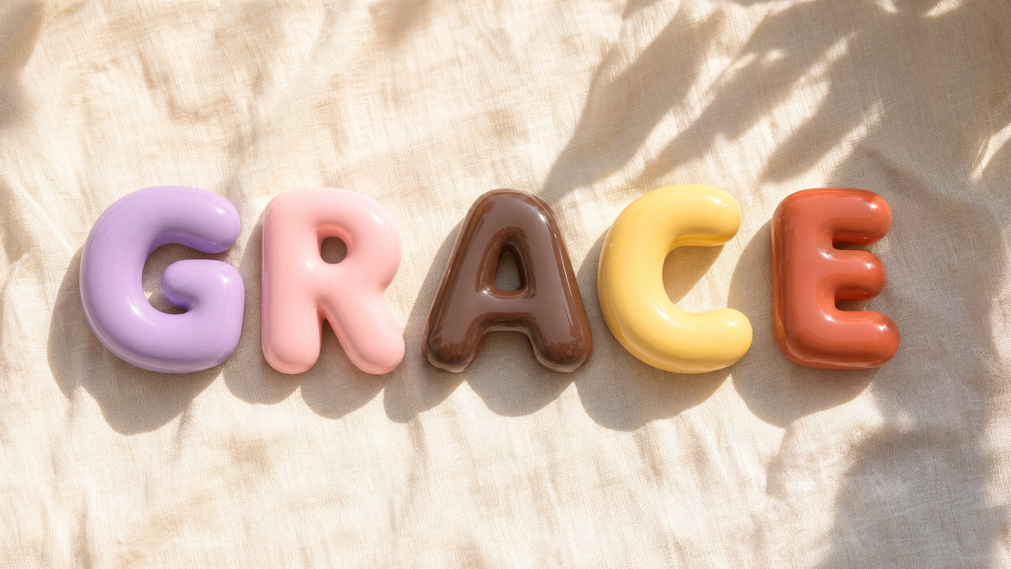 Coloured Letters with Signature Shine